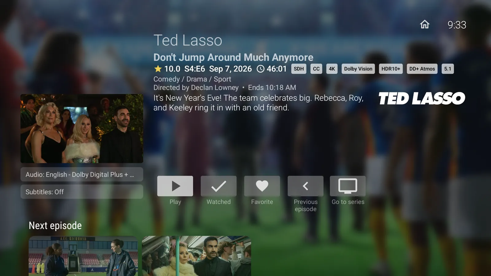 Episode details screen showing the series name above the episode title